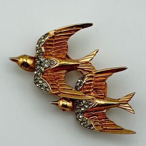 Coro Sterling Duette Vermeil Swallowing Birds